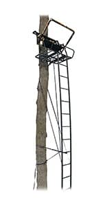 Muddy 2-Person Ladder Tree Stand for Deer Hunting, The Partner, 17' Tall, Black - Adjustable Climbing Treestand with Platform, Straps and Safety Harness for Shooting