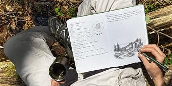 Travel & camping diary, nature adventure record book, 5.8 x 8.3 in eco leather notebook, gift for hikers & campers Clever Fox Hiking Journal for Women & Men, Trail Log Book, Forest Green B0DWSW8XN7