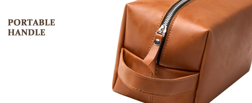 Unique Mens Toiletry Travel Bag Monogrammed Initial PU Leather Waterproof Shaving Bag for Toiletries Accessories Personalized Retirement Anniversary Thank You Gifts for Men Husband Him (R)