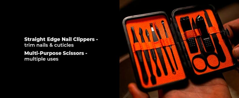 Wild Willies 10-Piece Pedicure & Manicure Kit for Men & Women - Includes Nail Clippers, Scissors, Tweezers, Files - Compact Travel Nail Grooming Kit, Mens Nail Care Set