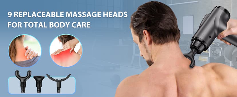 Massage Gun Deep Tissue, Handheld Electric Muscle Massager, High Intensity Percussion Massage Device for Pain Relief with 9 Attachments & 30 Speed(Grey)