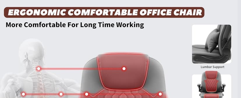 Executive Office Chair PU,Leather Office Chair with Wheels,360° Swivel Rolling Chair with Padded Arms,Ergonomic Computer Chair with Lumbar Support for Short People Use (Grey)