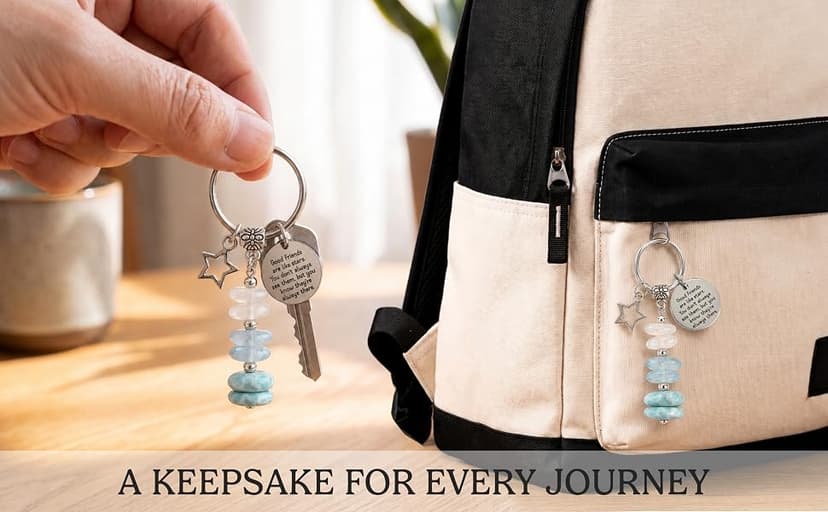 Made With 3 Types Of Genuine Stone Beads And Stainless Steel Ring, Lightweight 2.43 Inch Keychain, Includes Sentimental Card 2.43 Inch Crystal Keychain Gifts For Women, Friend, Coworker, Daughter, Mom B0H5WQWGNL