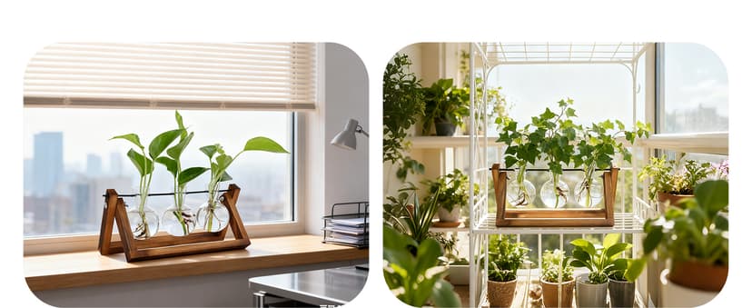 Unique Gardening Birthday Gifts for Women Plants Lovers, Home Office Garden Decor Planter - 3 Bulb Glass Vases Renmxj Plant Propagation Station, Plant Terrarium with Wooden Stand B096VDR4TM
