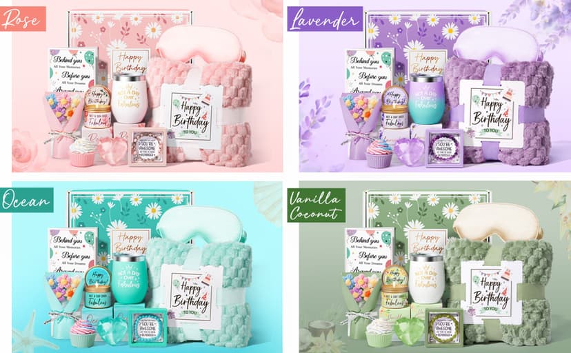 Birthday Gifts for Women Friendship, Unique Happy Birthday Gifts Basket for Mom Her Best Friend Sister Wife Girlfriend Coworker, Luxury Self Care Box Rose Relaxing Spa Gifts Set for Women with Blanket