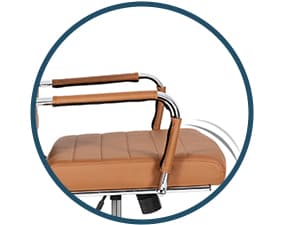 Okeysen Office Desk Chair, Ergonomic Leather Modern Conference Room Chairs, Executive Ribbed Height Adjustable Swivel Rolling Chair for Home Office. (Brown)