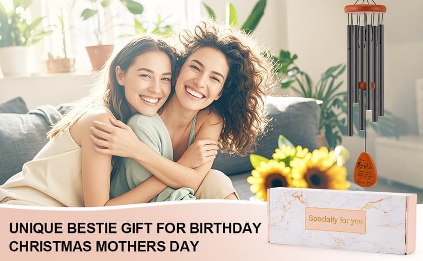 Bestie Gift for Women, Friend Gifts for Women, Unique Friendship Gifts for Birthday, Mothers Day, Christmas, 32 Inch Wind Chimes Gift for Home Decor