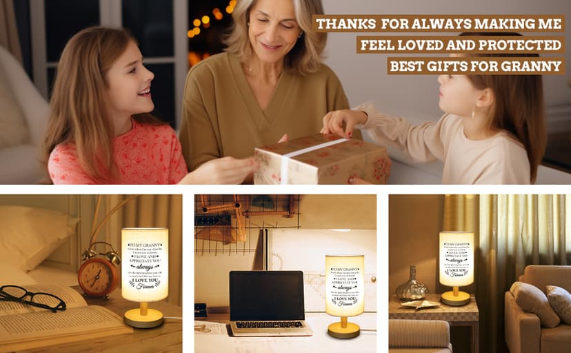 Birthday Retirement Gifta for Granny from Granddaughter, Granny Gifts for Birthday Desk Lamp with Wooden Stand Gifts for Granny from Grandkids, Granny Birthday Gifts Table Lamp B0CZ3FPV4P