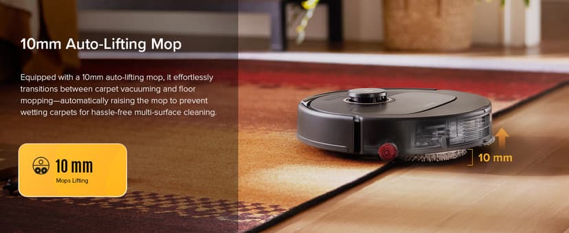 roborock Qrevo S5V Robot Vacuum and Mop, FlexiArm Edge Mopping, 12,000Pa Suction, Dual Zero-Tangle System, Smart Obstacle Avoidance, 10mm Mop Lifting, Auto Mop Washing&Drying, Self-Emptying&Refilling