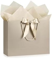 JMANNI Gift Bag, 1PCS Gift Bags Large with Ribbon and 1 Greeting Cards 2 Tissue Paper, Portable Paper Gift Bag with Handles, Birthday Gift Bags,Present Bags for Wedding Party Mothers Day
