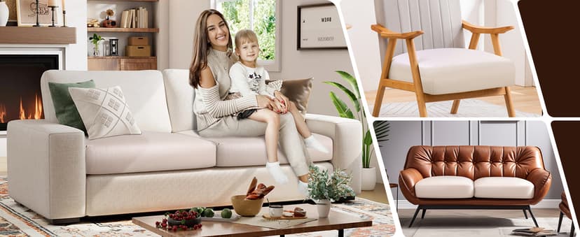 Fuloon Faux Leather Couch Cushion Slipcover, Waterproof Stretch Covers for Sofa, RV Chair Seat Cover, Individual Loveseat Couch Cushion Replacement, PU Leather Sofa Slipcovers(3 Pack, Brown)