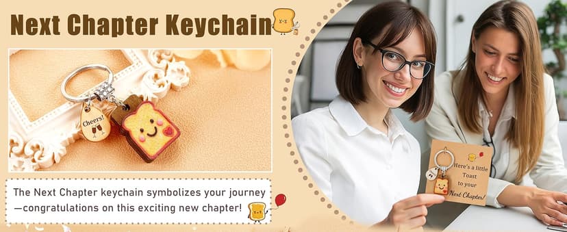 Next Chapter, New Home, Engagement, New Job, PBJ, 18 21 Birth, Loaf You, Thank You, Graduation Gifts, Couple, Friend, Retired PEALICIOUS Toast Keychain for Girls New Beginnings Congratulations Gifts B0FNQZ19F5