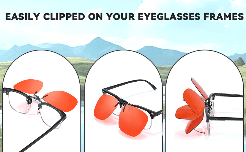 Trysee Rectangular Clip-On Flip-Up Blue Light Blocking Glasses for Eyes Strain/Light Sensitive TS309