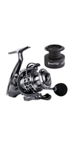 Sougayilang Fishing Reel 13+1BB Light Weight Ultra Smooth Aluminum Spinning Fishing Reel with Free Spare Graphite Spool