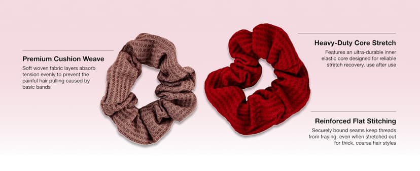 Machine-washable cotton-blend elastic hair ties for comfortable daily wear, wide assortment of colors to suit any look Scünci Hair Scrunchies, Waffle Knit Cotton, No-Damage, 36 Count B07S3KGBHL
