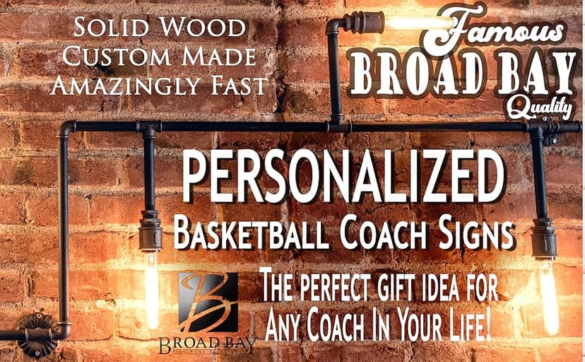 Basketball Coach Gift Plaque - Coaches Recognition Award Trophy - SIGNABLE PERSONALIZED For Team Signatures & Thank You Notes - Solid Wood - 8.5in x 11in x .75in (Basketball Coach)