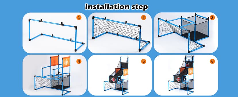 2 in 1 Basketball Arcade Game & Soccer Goal for Kids, Adjustable Kid Basketball Hoop with 6 Balls and Pump, Indoor Outdoor Games for Kid Toys for 3-12 Year Old Kids Birthday Gifts for Boys Girls