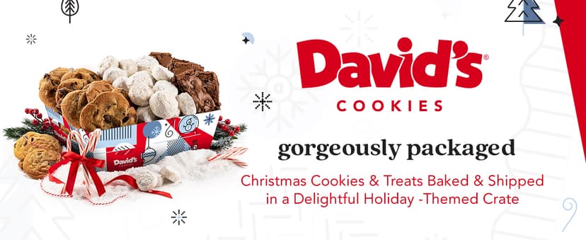 David’s Cookies Holiday Cookies and Brownies Gift Basket Crate - Deliciously Flavored Assorted Cookies and Brownies in a Christmas Snack Box Gift Crate - Gourmet Holiday Food Gift Basket for Sharing