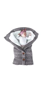 XMWEALTHY Newborn Baby Wrap Swaddle Blanket Knit Sleeping Bag Sleep Sack Stroller Wrap for Baby(Beige) (0-6 Month)