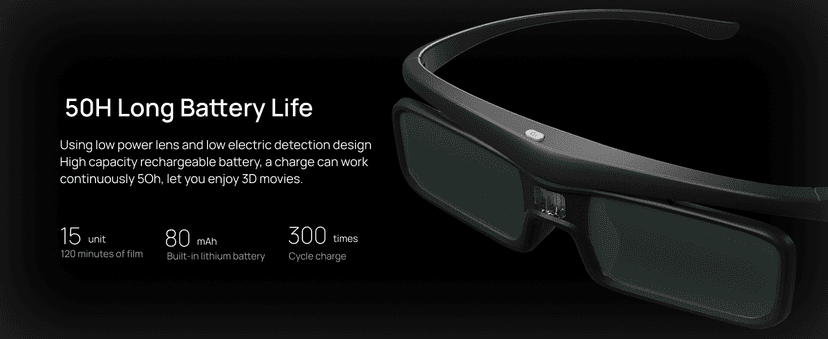 AWOL VISION DLP Link 3D Glasses, Rechargeable Active Shutter Eyewear Compatible with AWOL VISION LTV-3000 Pro and LTV-3500 Pro, Vanish TV & Other DLP-Link 3D projectors (2 Packs)