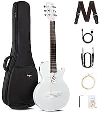 Enya Nova Go Carbon Fiber Travel Acoustic Guitar | 1/2 Size Lightweight Moisture-Proof Guitara | Adult & Beginner Portable Guitar with Gig Bag & Accessories (Black)