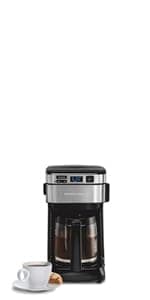 Hamilton Beach 2-Way 12 Cup Programmable Drip Coffee Maker & Single Serve Machine, Glass Carafe, Auto Pause and Pour, Black (49980R)