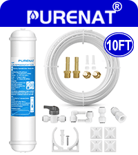 Inline Water Filter for Refrigerator and Ice Maker(2 Pack),1/4" Push Connect Post Carbon Filter Replacement for Reverse Osmosis Water System,Include 1/4" Water Line and Quick Connect Fittings