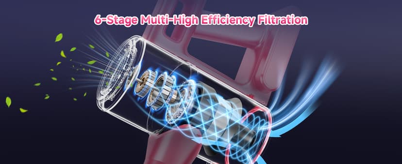 Cordless Vacuum Cleaner, 38Kpa Powerful Stick Vacuum Cleaner with 45mins Rechargeable Battery, LED Anti-Tangle Brush, 8-in-1 Handheld Vacuum Cleaners for Home/Pet Hair/Carpets/Floors, Pink