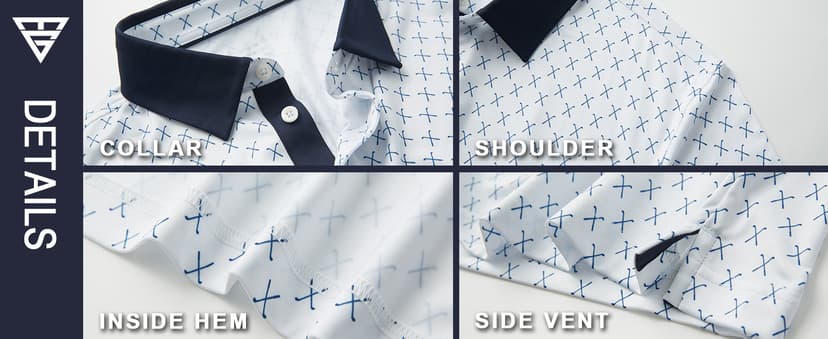 Golf Shirts for Men Dry Fit Short Sleeve Print Performance Moisture Wicking Polo Shirt