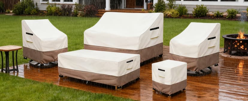 Patio Chair Covers Waterproof Heavy Duty Patio Furniture Covers, 33W x 35D x 36H Inches Swivel Outdoor Chair Cover 2 Pack (Beige)