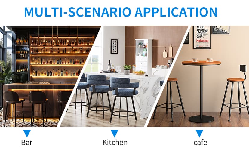 BestOffice Bar Stools Set of 2, Adjustable PU Leather Swivel Barstools, Modern Counter Stools with Back and Footrest, Counter Height Barstools for Bar, Kitchen and Dining Room