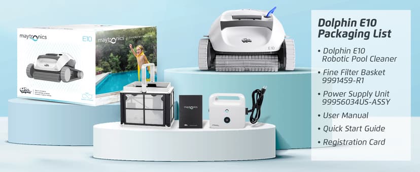 Dolphin E10 Automatic Robotic Pool Vacuum Cleaner, Active Scrubber Brush, Top Load Filters Access
