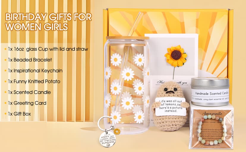 Birthday Gifts for Women,Teen Girl Gifts,Unique Happy Birthday Gift Baskets and Box for Her,Mom,Wife,Sister,Aunt,Bestie,Daughter,Girlfriend,Friendship,Best Friend,Female