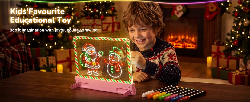 Rechargeable Light up drawing board with 15 Light Effects,Scratch Resistant Easy Clean Panel,Birthday Gift for Kids Age 3-12 16" Led Drawing Board for Kids with Dual Panels - 【2026 New】 B0HJBWNWVW