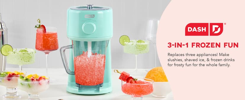 Dash Deluxe Shaved Ice & Slushy Maker - Easy-to-Use Slushy & Snow Cone Maker - Includes Serving Pitcher & Recipe Guide for Homemade Treats - Aqua