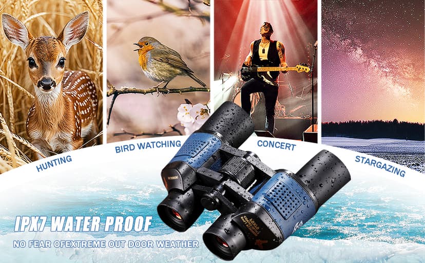 Adult Night Vision Binoculars 60x60 1000M Professional Waterproof High-Power Optical Binoculars, Suitable for Stargazing, Bird Watching, Concerts, Football, Sightseeing, Hunting, and Easy to Carry.