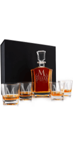 Amazing Items Set of 4 - Personalized Whiskey Glasses w/Name & Initial - 9 Designs - 9 oz, Limited Edition Monogrammed Rocks Glasses for Men, Dad Gifts