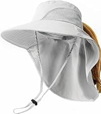 Camptrace Sun Visors for Women Wide Brim Beach Hat Foldable Straw Visor Hat Ponytail Summer Packable UPF 50+