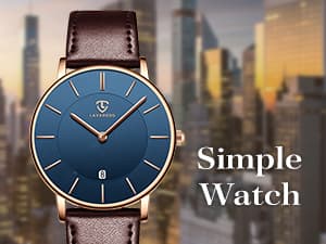 L LAVAREDO Watch for Men, Extremely Thin Mens Watches Minimalist Analog Men's Leather Wrist Watches with Time/Date, Birthday Gift for Men Boyfriend