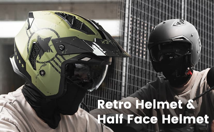 ILM Open Face Motorcycle 3/4 Half Helmet for Men and Women, Vintage Retro Helmet with Visor for Moped ATV Cruiser Scooter DOT Model Z302(Matte Skull,XX-Large)