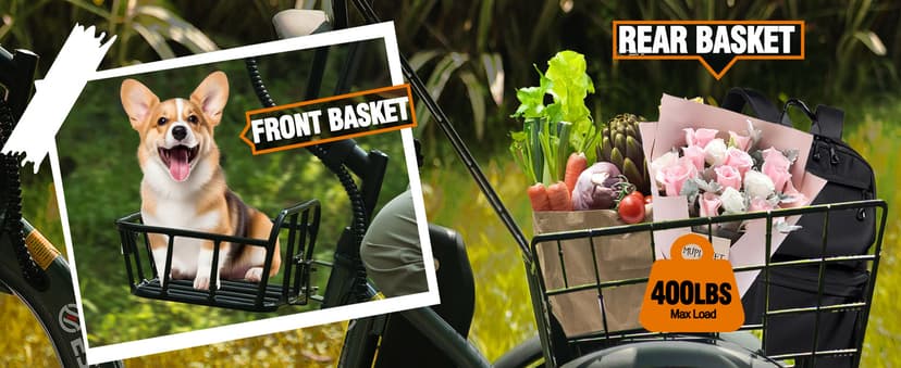 T300 Adults Electric Trike Bike, 1200W Peak Motor & 624Wh Removable Battery,18x3.0 Fat Tire Foldable 3-Wheel E-Bike with Step-Thru Design, Up to 65 Miles, Gift for Parents