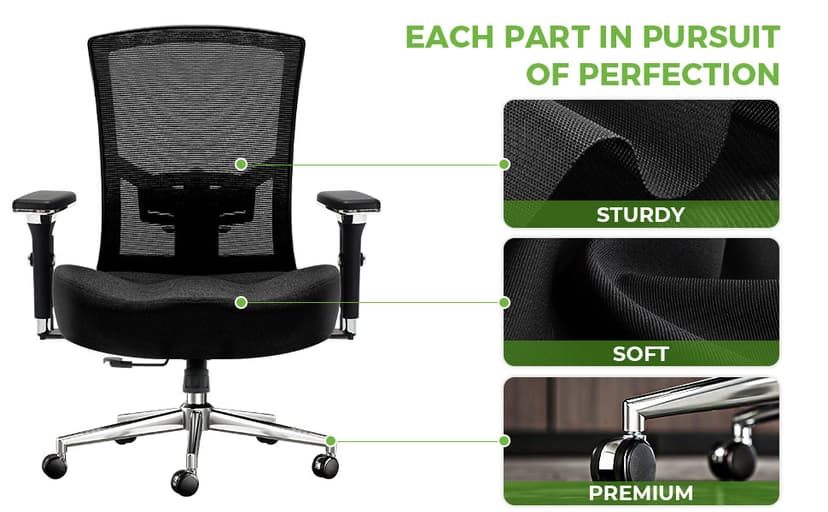 Big and Tall Office Chair 700lbs with Ergonomic W Wide Thick Seat Cushion, Oversized Mesh Desk Chair with Adjustable Lumbar Support, Computer Chair with Upgraded 4D Armrests