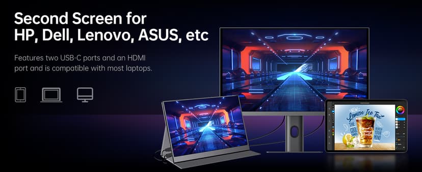 ForHelp 15.6inch Portable Monitor,1080P USB-C HDMI Second External Monitor for Laptop,PC,Mac Phone,PS,Xbox,Swich,IPS Ultra-Thin Zero Frame Gaming Display/Premium Smart Cover