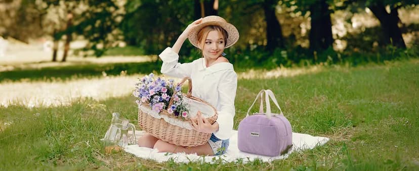 Baglemon Lunch Bag for Women Men Cute Corduroy Lunch Tote Bags Reusable Insulated Lunch Box Large Capacity Reusable Insulated Cooler for Work/Picnic/Travel