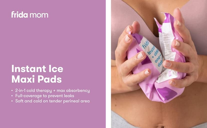 Frida Mom 2-in-1 Postpartum Pads, Absorbent Perineal Ice Maxi Pads, Instant Cold Therapy Packs and Maternity Pad in One