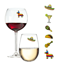 Simply Charmed Christmas Holiday Magnetic Wine Glass Charms & Cocktail Markers Set of 12 - Great Christmas Hostess Gift or Stocking Stuffer