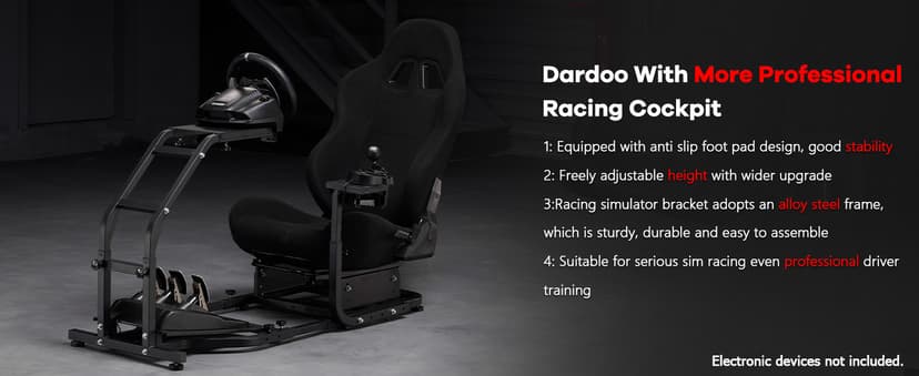 Dardoo G29 Racing Simulator Cockpit with Adjustable Race Seat Fit for Logitech G920 G923, for Thrustmaster T150 T300RS GT Racing Steering Wheel Stand, Not Included Wheel Shifter and Pedals