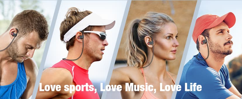 Boean Bluetooth Headphones, Wireless Headphones with 16 Hours Playtime Bluetooth 5.3 Wireless Earbuds HD Deep Bass Stereo Sound Isolation IPX7 Waterproof Earphones for Workout Running Sports
