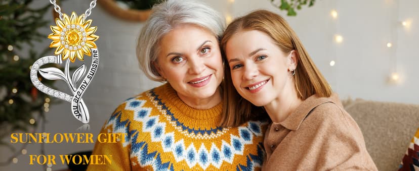 Anniversary for Gifts Women Wife, 18k Gold Plated Sunflower Necklaces for Women, Anniversary Her Gifts Birthday Gift for Wife You Are My Sunshine Woman's Jewelry Girlfriend Grandma Mom Daughter