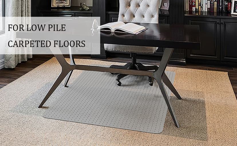 Office Chair Mat for Low Pile Carpet, 30" x 48" Transparent Office Desk Chair Mat for Carpeted Floors, Studded Carpet Floors Protector Mat for Home & Offices
